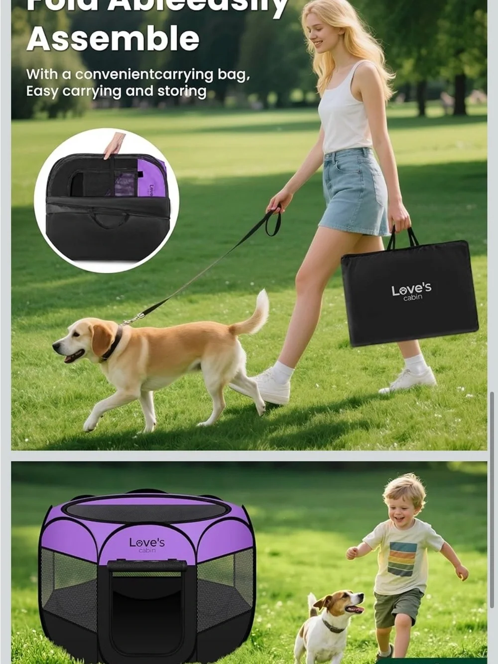 Love's Cabin Portable Playpen - Purple & Black